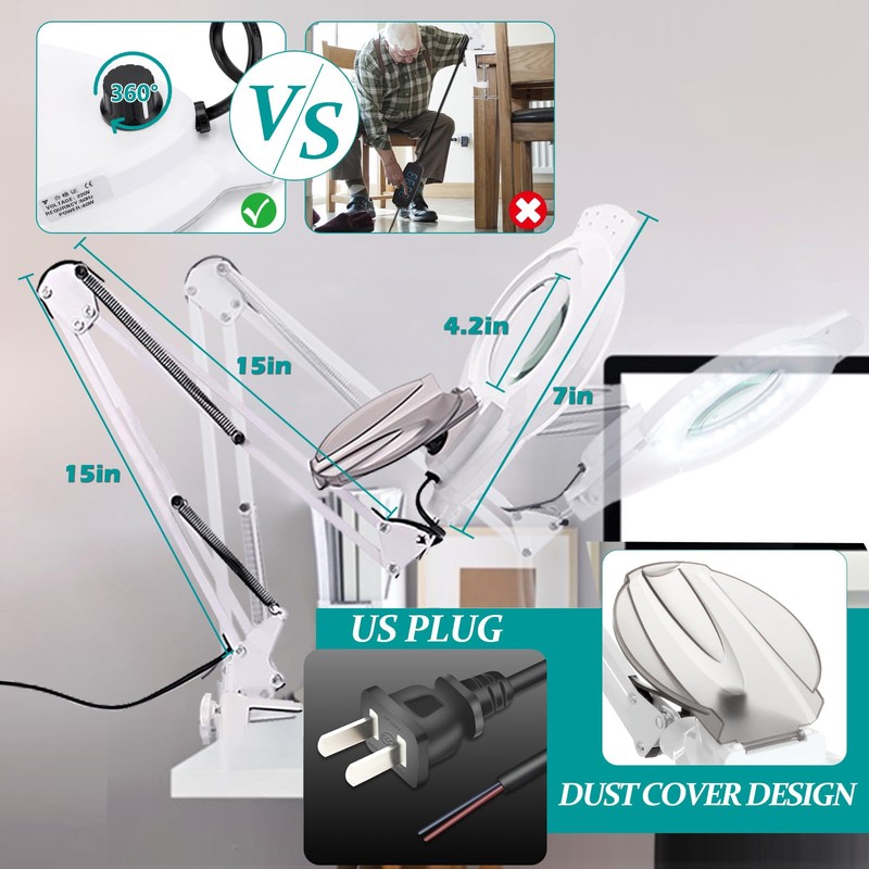 10X Magnifying Glass with Light, NUEYiO 2200 Lumens Stepless Dimmable