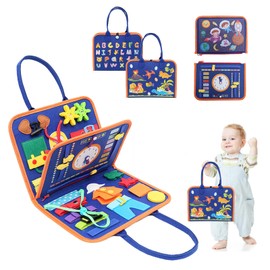 PLATEYTR Activity Busy Board from 1 2 3 Years Toddlers Montessori Toy 1 2 3 4 Years Girl Boy Gift Baby Motor Skills Toy, Busy Quiet Book for Learning Basic Life Clothing Skills