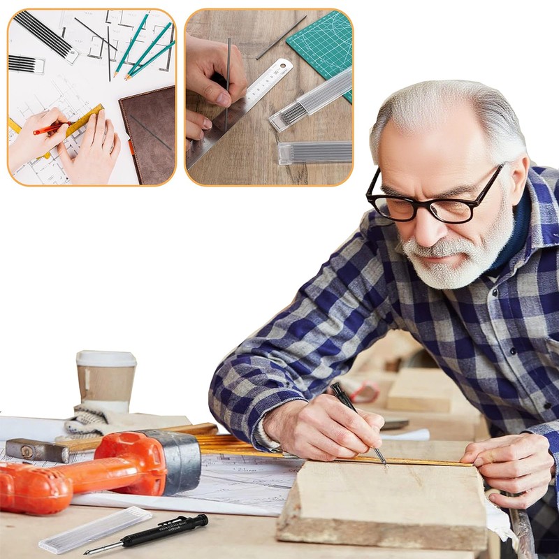 48Pcs 2.8mm Carpenter Pencil Refills Solid Replacements for Tracer &