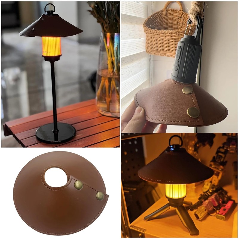 SquEqu 2 Pack Tent Lamp Shades PU Leather Detachable Camping