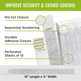 WristCo Silver 3/4" Tyvek Wristbands - 100 Pack Paper Wristbands For Events