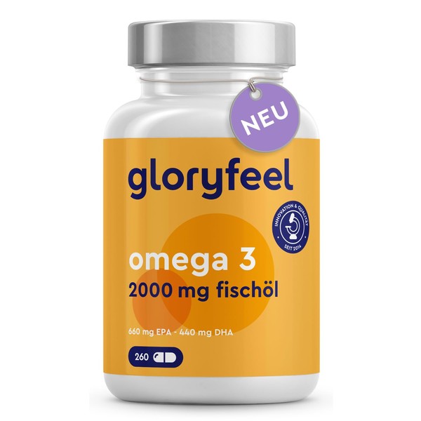 Omega 3 Capsules - 2000 mg Fish Oil High Dose - With 660 mg EPA and 440 mg DHA - In Triglyceride Form - Essential Omega-3 Fatty Acids - Support for Brain, Heart & Vision - Sustainable Fishing