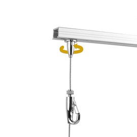 Art Picture Hanging Ceiling Mounted Complete Picture Frame Hangers Gallery (Two 59inch Long Rails 4 Hooks and 4 Cables,White) Mounted on The Ceiling