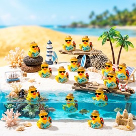 RoundFunny 50pcs Tropical Mini Duck Summer Party Favor Resin Miniature Duck