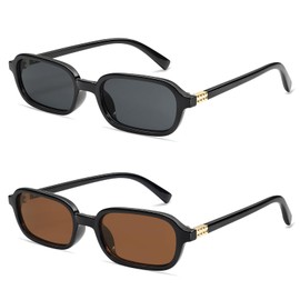 TELAIN Retro Sunglasses for Men and Women, Small Rectangular Vintage Sunglasses, Trendy 90s Sunglasses, Slim Style