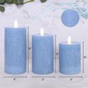 PETRISTRIKE Seaglass Battery Flameless LED Candle, Silver Blue Flickering Pillar