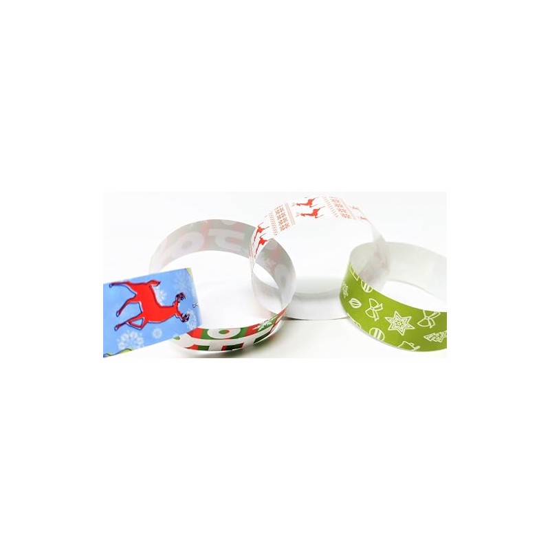 100 Christmas Paper Chain Decorations - Garland Craft Set