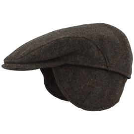 Men's Winter Flat Cap with Ear Flaps, Made from 100 % Wool, with Folding Ear Protection, Skin-Friendly and Comfortable - 60