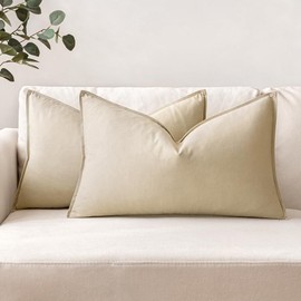 MIULEE Cushion Cover Decorative Cushion Cover Linen Cotton Decorative Cushion Covers Washable Sofa Cushion with Hidden Zip for Living Room Bedroom Sofa Set of 2 30 x 50 cm Beige