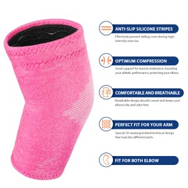 AVIDDA Elbow Support for Women (Single Sleeve), Antislip Elbow Compression Sleeves Elbow Brace, Relief from Tennis, Golfers Elbow and Other Elbow Conditions, Pink