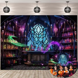 Halloween Mad Scientist Lab Backdrop 8x6FT Spooky Chemistry Laboratory Magic Witch Background Halloween Party Decorations Supplies Photo Props