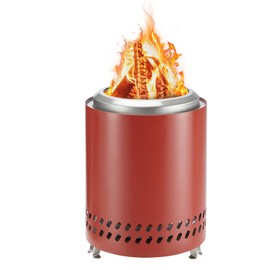 OLIXIS 7 Inch Solo Stove, Small Wood Burning or Pellet Stove, Tabletop Fire Pit with Foldable Leg and Removable Ash, Smokeless, Portable Stainless Steel Firepits for Outdoor, Camping and Patio, Red