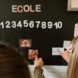 FERFLEX - Blue & Caramel Magnetic Numbers - Educational Game for Children Aged 3+ - 100 Magnets (4cm x 0.8mm) - Learn to Count - Suitable for All Magnetic Surfaces