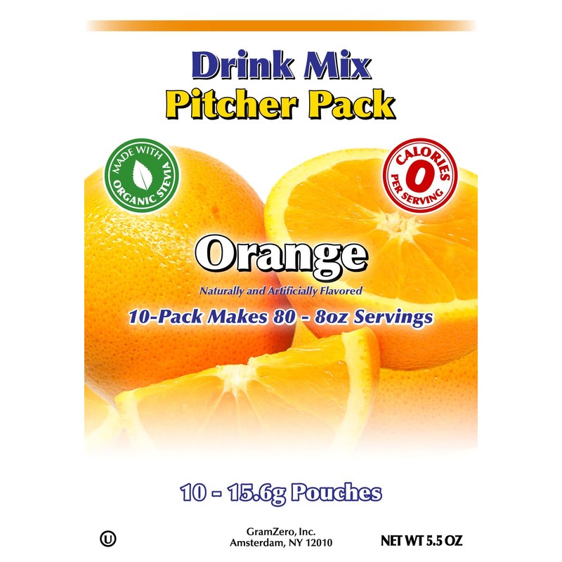 GramZero Orange, Sugar Free Drink Mix, Pitcher Pack, Great For