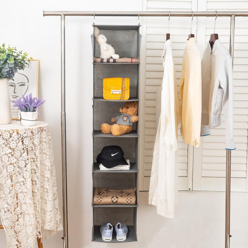 BrilliantJo 6 Shelves Hanging Closet Organizer, 2 Pack Hanging Storage