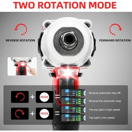 DOGCHRYMIONCordless Impact Wrench 1/2'm Torque 320 NM, Brushless Motor, Max 3200RPM,inculde 4 Sockets,1 * 4.0 Ah Battery and Charger in Combo Kit
