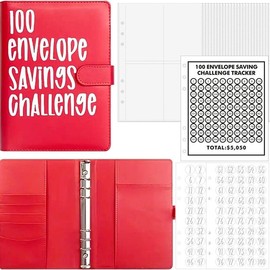 100 Envelopes Money Saving Challenge, Money Saving Planner Cash Envelope Budget Binder to Save $5,050, Easy and Fun Way for Budgeting Planner:_red
