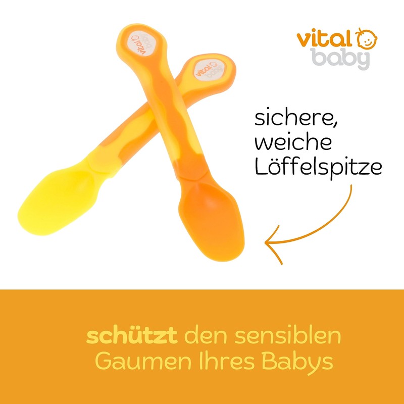 Vital Baby 492010-03 Spoons Flexible Tips Orange, 5 spoons