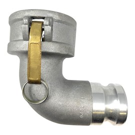 Gloxco Aluminum Type DA Cam and Groove Hose Fitting, 90 Degree Elbow, 2" Female Camlock x 2" Male Camlock (CAM-20-DA90-AL)