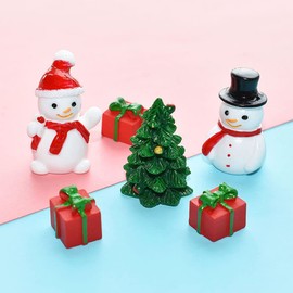 Gadpiparty Pack of 10 Miniature Christmas Snowman Figures, Tiny Christmas Figures, Mini Resin Snowmen, Micro Landscape Ornaments for Snow Globes, Fairy Gardens, Dollhouse Decorations, Black