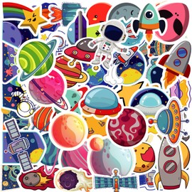 50 Packs Space Stickers Water Bottles Laptop Phone Motorcycle Computer Guitar Skateboard Hydroflasks Astronaut Galaxy Universe Vinyl Sticker Waterproof Aesthetic Trendy Decals for Teens Girls Adults