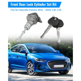 Front Door Lock Cylinder Set Kit with 2 Keys Fit for Hyundai Elantra 2011-2016 1.8L 2.0L Door Lock Cylinder Driver Side W/2 Keys Replace 81970-3XA00 819703XA00 LH Perfect Replacement