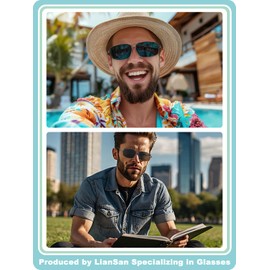LianSan Retro Polarized Bifocal Sunglasses for Men Women,Metal Frame Top Clear Sun Readers with UV Protection Anti Glare(Gunmetal,1.50x)
