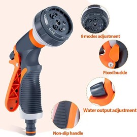Garden Hose Nozzle，High Pressure Water Gun，Water Hose Nozzles - Hand Sprayer-Sprayer with 8 Spray Patterns Suitable for Watering Plants Washing Cars and Showering Pet
