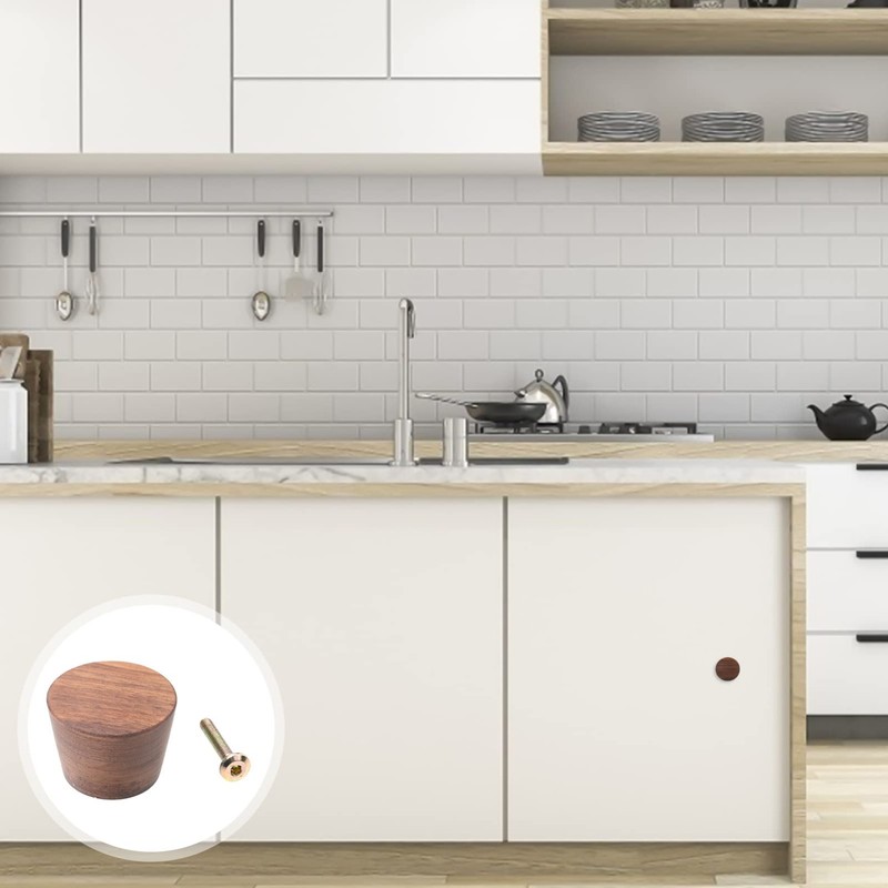 Angoily Cabinet Handles Black Walnut Cone Shape Retro Knobs Door