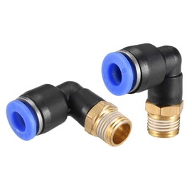 uxcell Push to Connect Tube Fitting Male Elbow 8mm Tube OD x G1/8 Thread Pneumatic Air Push Fit Lock Fitting Blue 2pcs