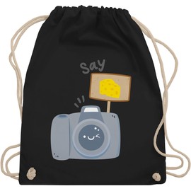 Shirtracer – Photographer – Camera Say Cheese – Gym Bag and Cloth Bag made of Organic Cotton - Black -