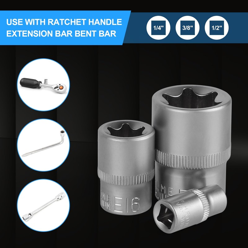 CPROSP 14-Piece External Torx Socket Wrench Set 1/2 inch, 1/4