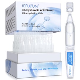 3% Hyaluronic Acid Serum Ultra-Hydrating Vials 30 pcs - 3% Hyaluronic Acid Serum For Face - Single Use Hyaluronic Acid Tubes - Intensive Moisturizing, Skin Tightening, Emergency Repair, Anti-Aging