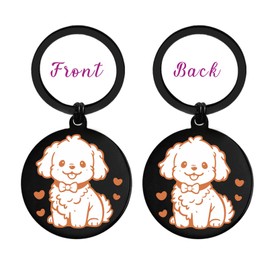 EE&YU Dog Gifts for Women Men - Funny Double Side Engraved Puppy Keyring, Cute Dog Mum Dad Presents for Birthday Graduation Christmas