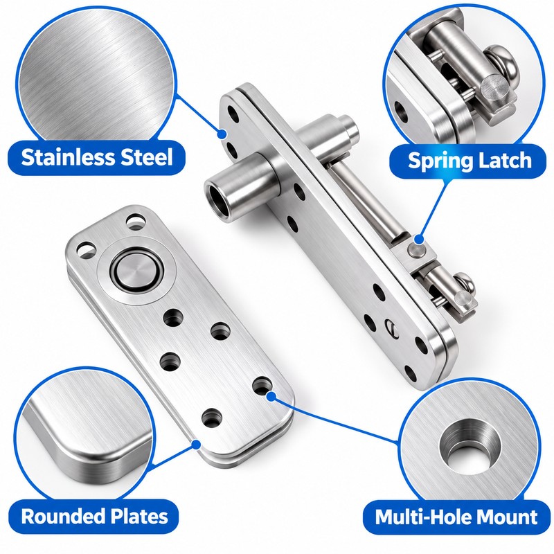 360-Degree Rotating Stainless Steel Hidden Door Hinges – Heavy-Duty Invisible
