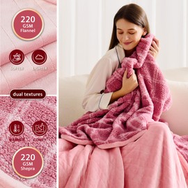 JKMAX Heated Electric Blanket Full Size - 72"x84" Flannel Heating Blanket with 10 Heating Levels & 5 Time Settings Over-Heat Protection, Winter Warmer for Adults with ETL Certification（Pink）