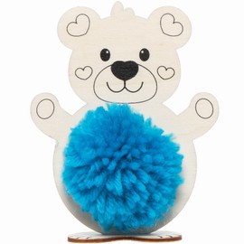 Baker Ross Love Bear Pom Pom Craft Set Made of Wood, Pack of 3, Valentine's Day Crafts for Children at Children's Birthday, Nursery or School (FC375)