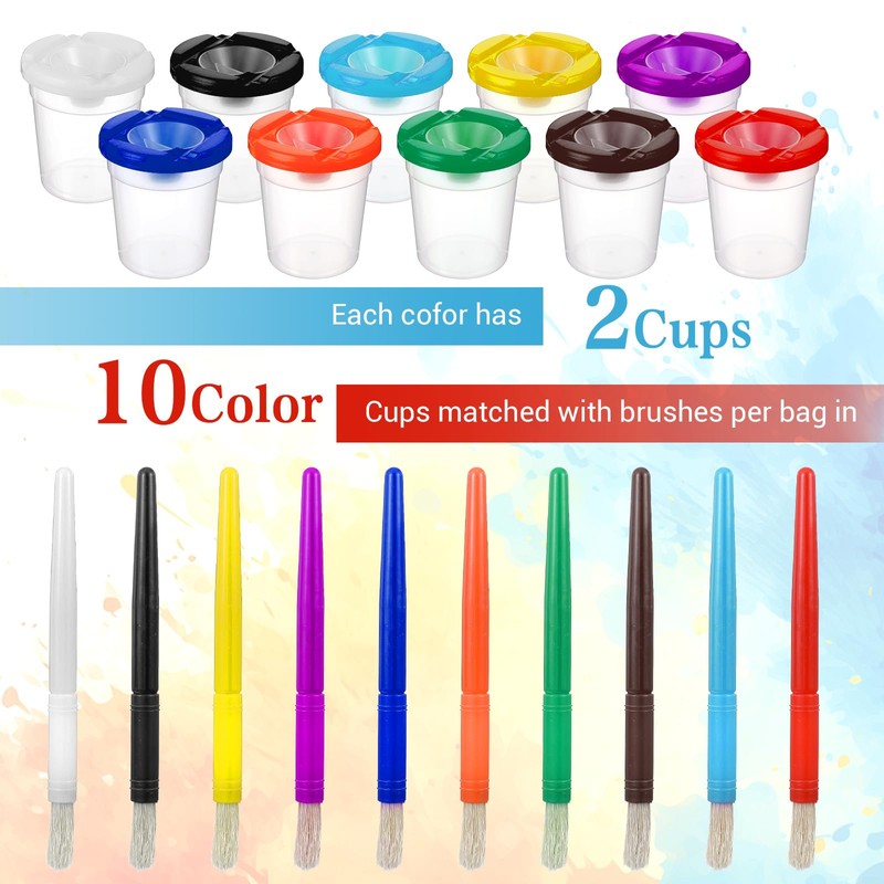 20 PCS No Spill Paint Cups with Lids, Painting Cups