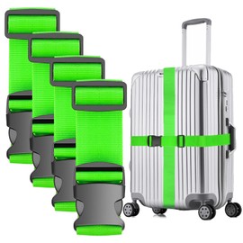 Ninmaofly 4 Pcs Luggage Straps, Adjustable Suitcase Straps, Heavy Duty Luggage Straps for Suitcase, Thickened Suitcases Strap Suitcase Belts, Travelling Luggage Accessories (Green)