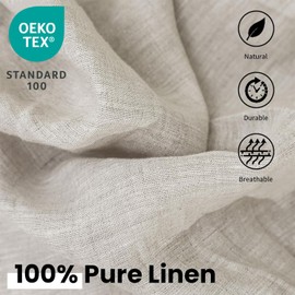 Simple&Opulence 100% Linen Pillowcases Envelope Overlap Closure, Set of 2, Double-Stitch Craft Basic Style Flax Shams - King Size 20"x40", Linen