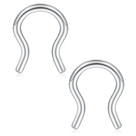 Ruifan 316L Surgical Steel U-Shaped & Horseshoe Nose Septum Hanger Retainer Nose Hoop Cartilage Tragus Rings 14g 6PCS - Silver