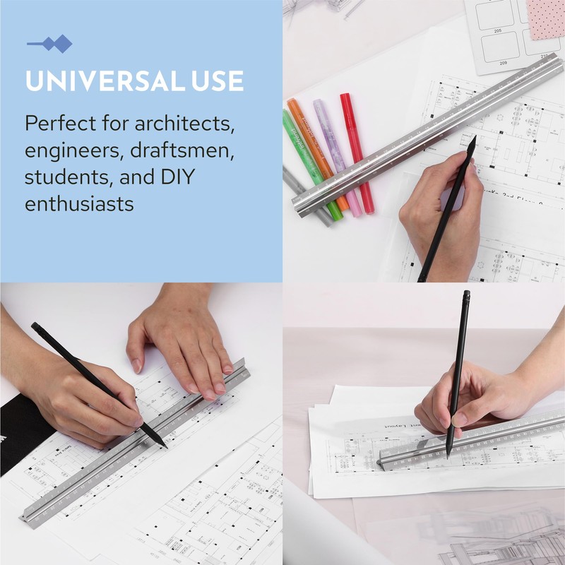 Wintex Triangular Ruler Silver – High Quality Aluminium Ruler 30