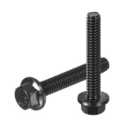 sourcing map 15Pcs 1/4-20 x 1-1/2" Flanged Hex Head Bolts, 304 Stainless Steel Flange Hexagon Screws, Flange Hex Drive Screws 5.8 Grade for Machinery Industry Home Appliances, Black