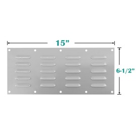 Stainless Steel Venting Panel for Grill Accessory, Masonry Fire Pits and Outdoor Kitchens, 15" by 6-1/2"