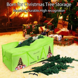 6Ft Christmas Tree Storage Bag, 7 Ft Christmas Tree Bag Fits Up to 9 Foot Holiday Xmas Disassembled Trees 4 Reinforced Handles & Dual Zippers, Anti-Dust, Anti-Moisture & Waterproof Oxford Fabric Green