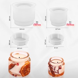 Actvty Jar Silicone Molds, Jar Resin Molds with Lids, 2 Sets of Candle Jar Molds of Different Sizes, Epoxy Resin Casting Molds for DIY Jewelry Storage Box, Candle Jar, Resin Craft Gifts
