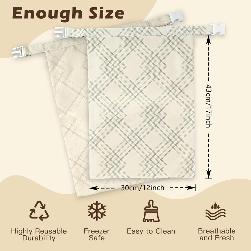 Reusable Beeswax Bread Bags for Sourdough -Extra Large Natural Beeswax