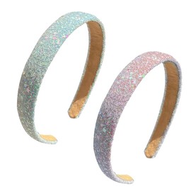 TSUOUKL 1 x Glitter Headband, Women's Glitter, Headband Girls, Headband Children, Girls Hair Bands Sequins, Cute Daily Accessory for Girls and Women, Sky Blue