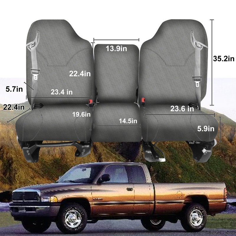 runfider Front Truck Seat Cover for Dodge Ram Quad Cab