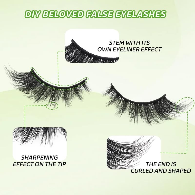 5 pairs Wispy Cat Eye Lashes Wispy False Eyelashes Natural